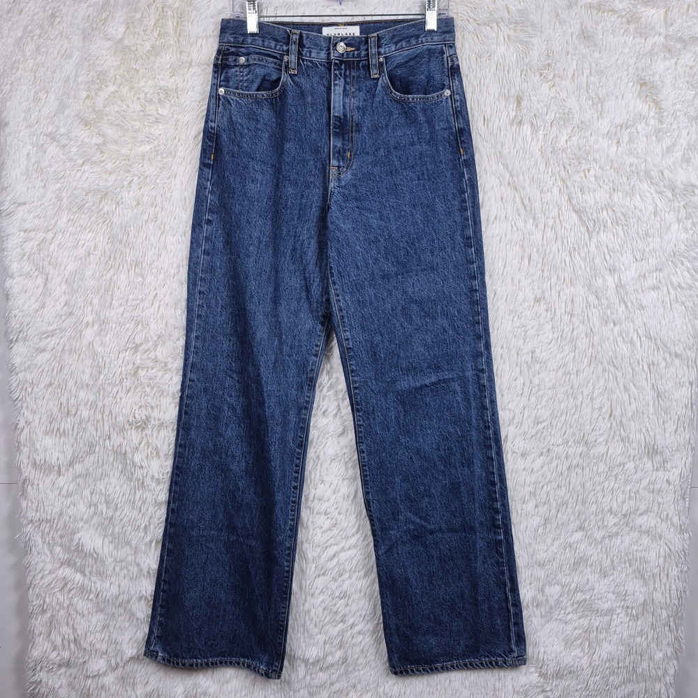 SLVRLAKE Grace Long High Rise Wide Leg Jeans Forbidden Love Blue Sz 28